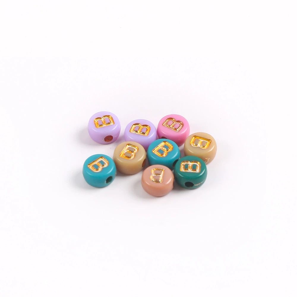 NOI (115) Acrylic Alphabet Beads Round Spacer – Letter B - Image 1