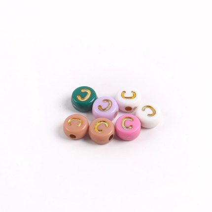 Acrylic Alphabet Beads Round Spacer – Letter C