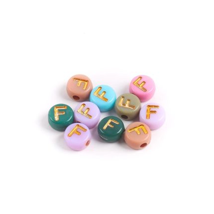 Acrylic Alphabet Beads Round Spacer – Letter F