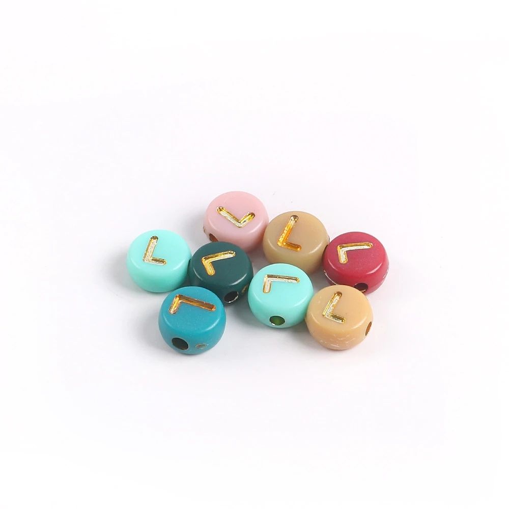 NOI (125) Acrylic Alphabet Beads Round Spacer – Letter L - Image 1