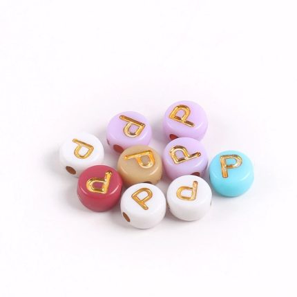 Acrylic Alphabet Beads Round Spacer – Letter P