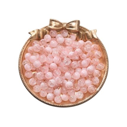St.kunkka 50pcs 8mm Orange Pink Glass Milk Broken Pattern Round Beads