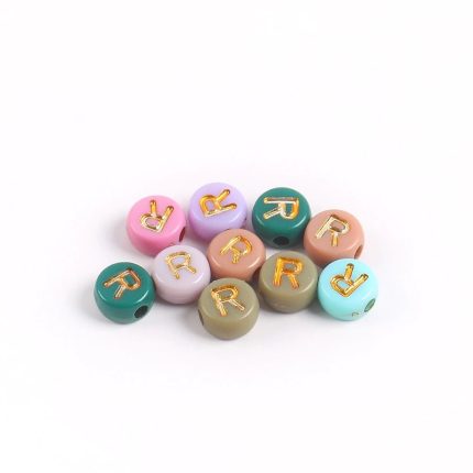 Acrylic Alphabet Beads Round Spacer – Letter R
