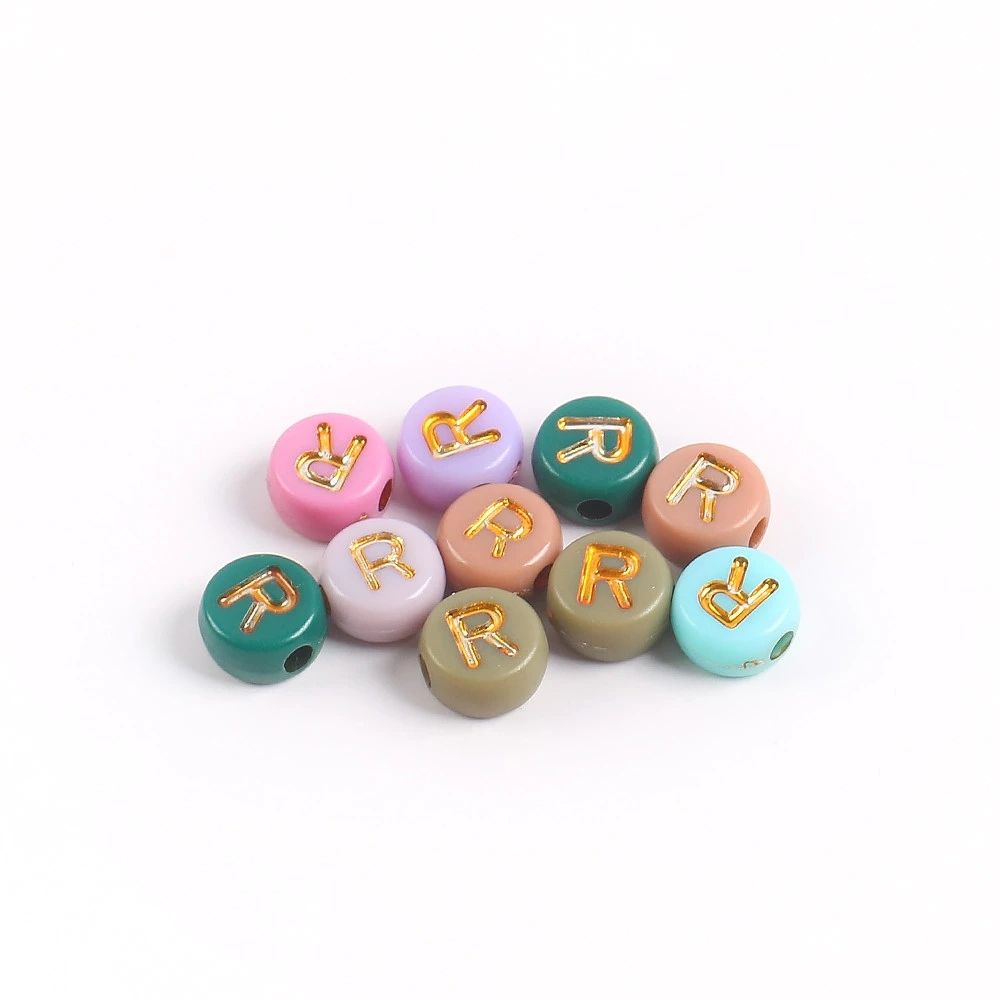 NOI (131) Acrylic Alphabet Beads Round Spacer – Letter R - Image 1