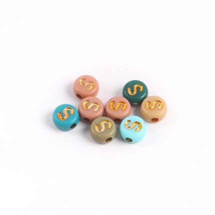 Acrylic Alphabet Beads Round Spacer – Letter S
