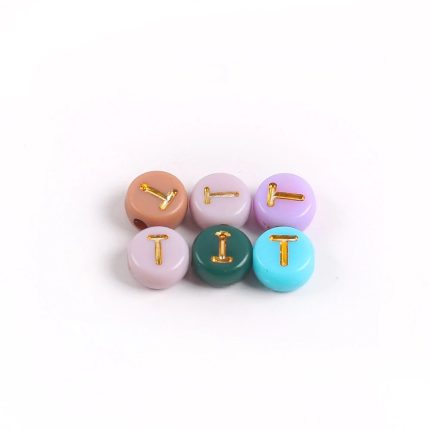 Acrylic Alphabet Beads Round Spacer – Letter T