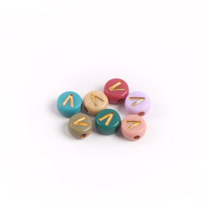 Acrylic Alphabet Beads Round Spacer – Letter V