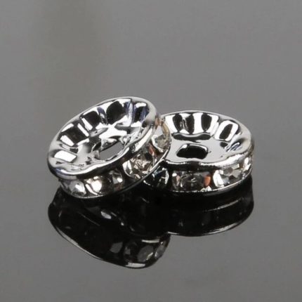 50pcs Gunmetal Crystal Rhinestone Metal Spacer Beads 8mm with 2mm Hole