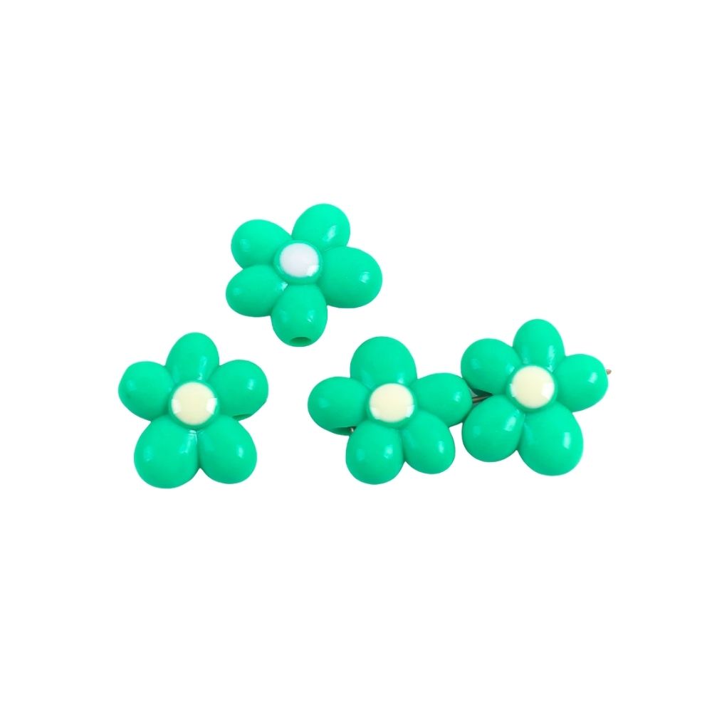 NOI (150) 50pcs Green Acrylic Flower Beads 20mm for Jewelry Making - Image 1