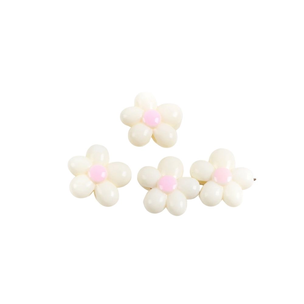 NOI (156) 50pcs White Acrylic Flower Beads 20mm for Jewelry Making - Image 1